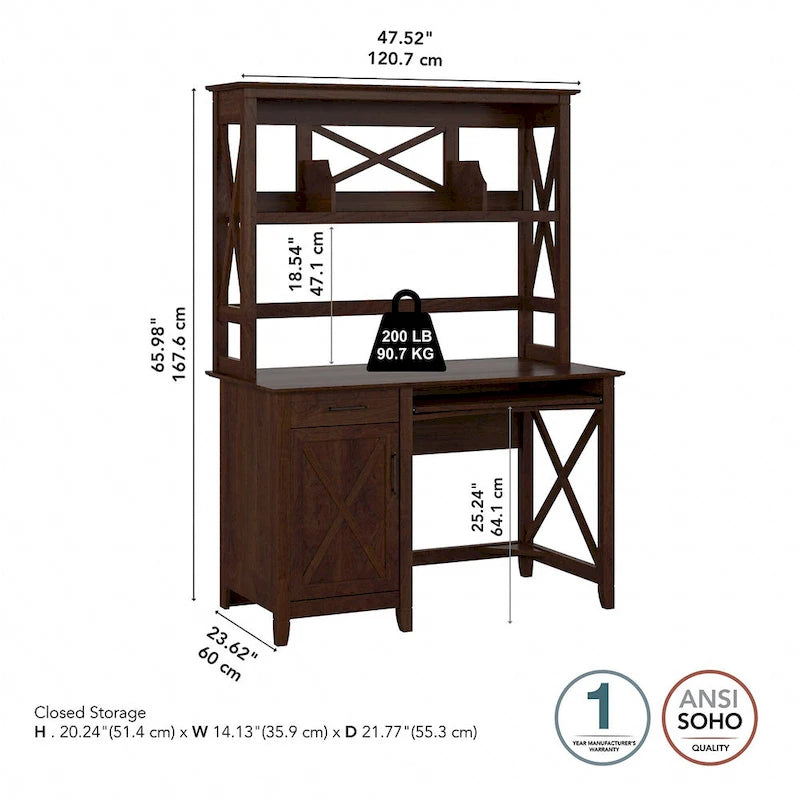 Petit bureau d'ordinateur Key West 48W avec étagère par Bush Furniture