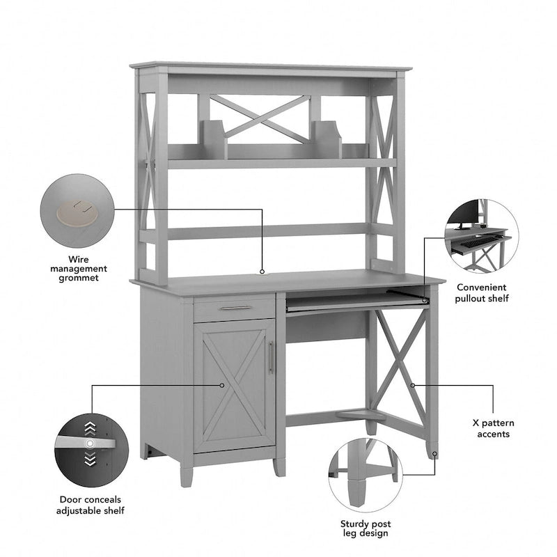 Petit bureau d'ordinateur Key West 48W avec étagère par Bush Furniture
