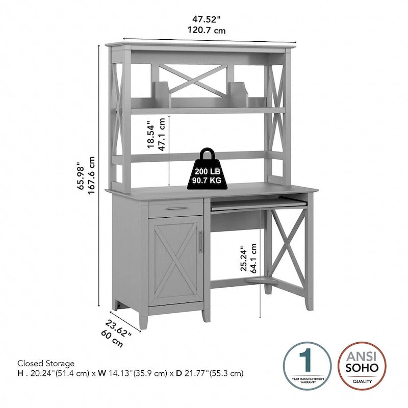 Petit bureau d'ordinateur Key West 48W avec étagère par Bush Furniture