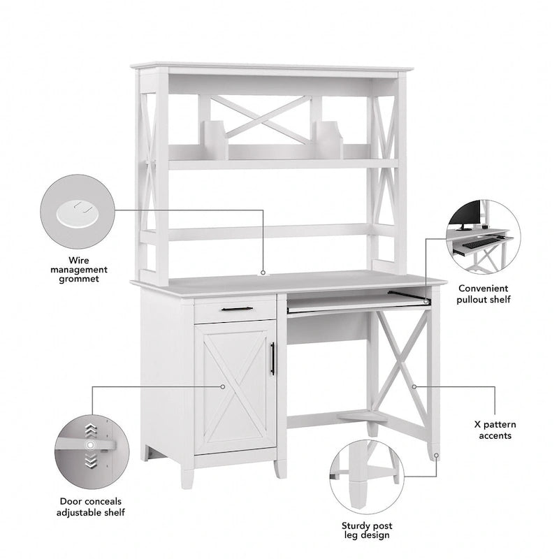 Petit bureau d'ordinateur Key West 48W avec étagère par Bush Furniture