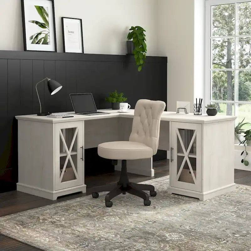 Bureau en L avec rangements Lennox Farmhouse de Bush Furniture