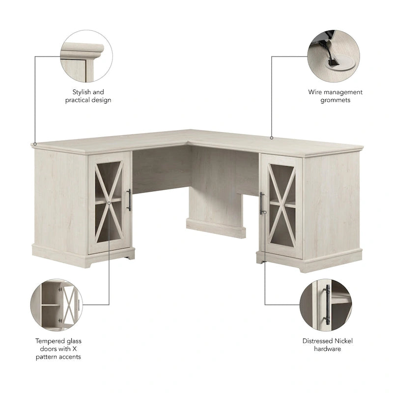 Bureau en L avec rangements Lennox Farmhouse de Bush Furniture