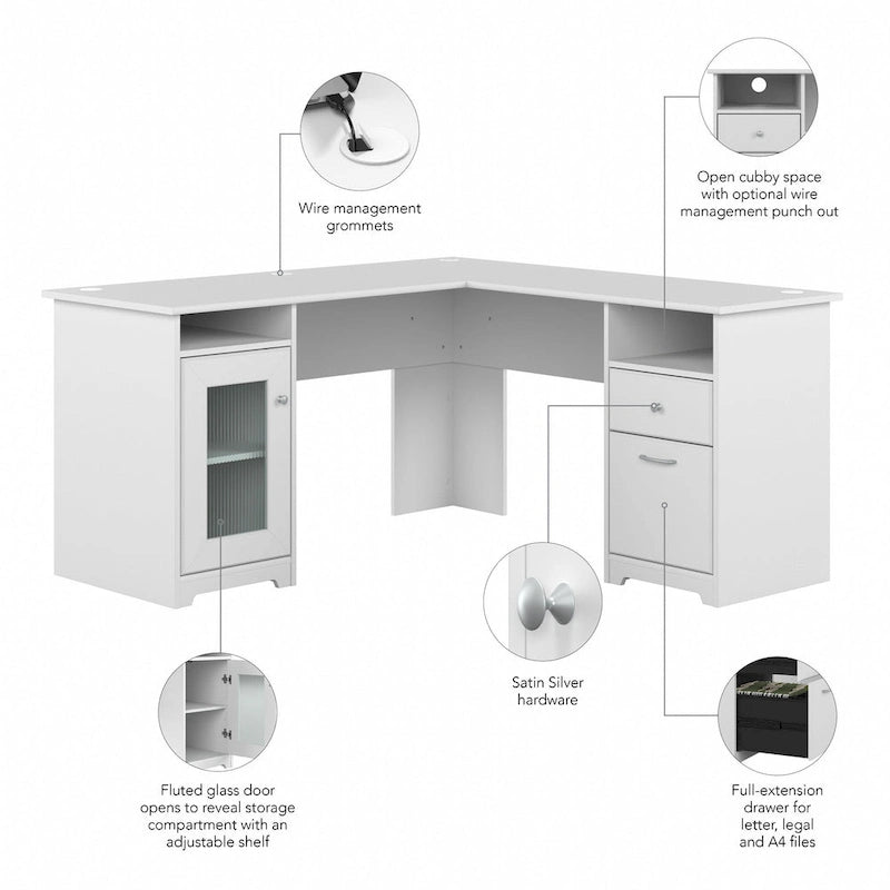 Bureau d'ordinateur d'angle 60W Cabot avec rangement par Bush Furniture