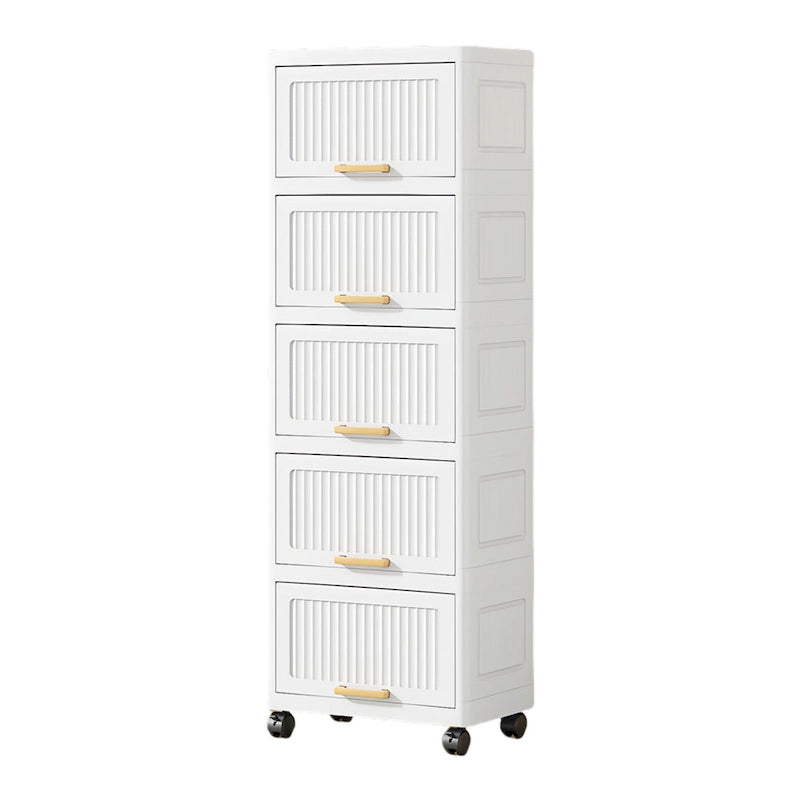 Meuble de cuisine, boîte de rangement à ouverture par le haut avec roulettes, meuble de rangement mobile, étagère de cuisine, boîte de rangement mobile - Blanc