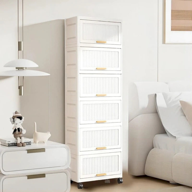 Meuble de cuisine, boîte de rangement à ouverture par le haut avec roulettes, meuble de rangement mobile, étagère de cuisine, boîte de rangement mobile - Blanc