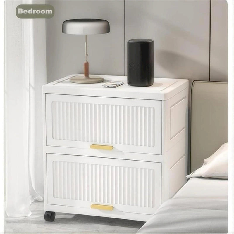 Meuble de cuisine, boîte de rangement à ouverture par le haut avec roulettes, meuble de rangement mobile, étagère de cuisine, boîte de rangement mobile - Blanc