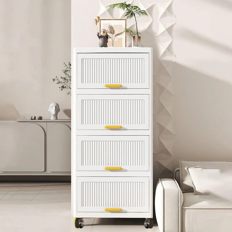Meuble de cuisine, boîte de rangement à ouverture par le haut avec roulettes, meuble de rangement mobile, étagère de cuisine, boîte de rangement mobile - Blanc