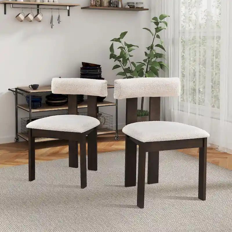 Lot de 2 chaises modernes avec pieds en bois, assise et coussin rembourrés doux, convient pour la salle à manger et le salon
