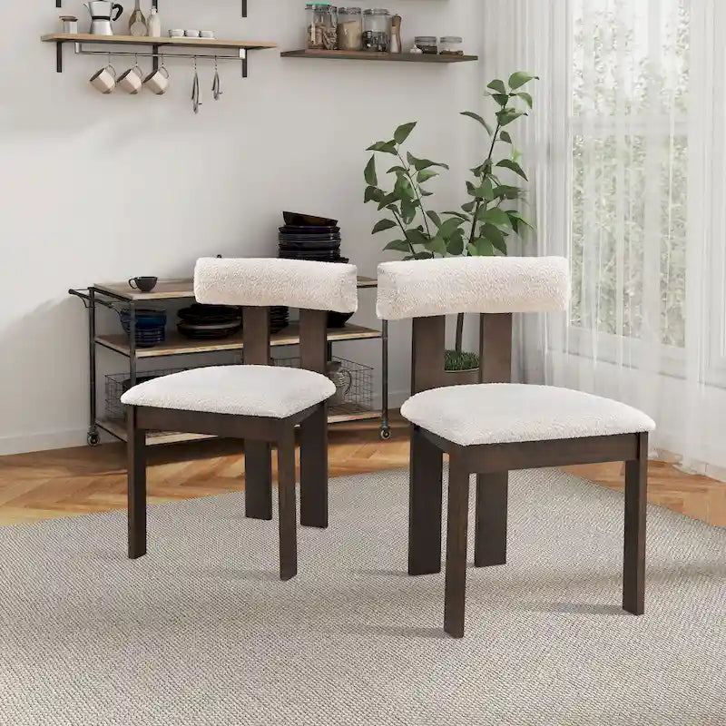 Lot de 2 chaises modernes avec pieds en bois, assise et coussin rembourrés doux, convient pour la salle à manger et le salon