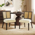 Christopher Knight Home - Oliver Ensemble de 2 chaises de salle à manger rembourrées avec dossier en rotin style milieu de siècle