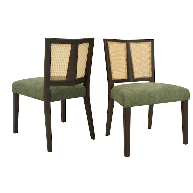 Christopher Knight Home - Oliver Ensemble de 2 chaises de salle à manger rembourrées avec dossier en rotin style milieu de siècle