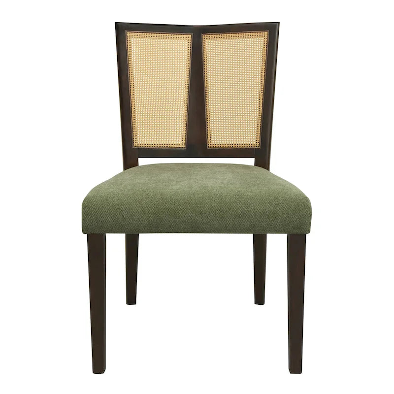 Christopher Knight Home - Oliver Ensemble de 2 chaises de salle à manger rembourrées avec dossier en rotin style milieu de siècle