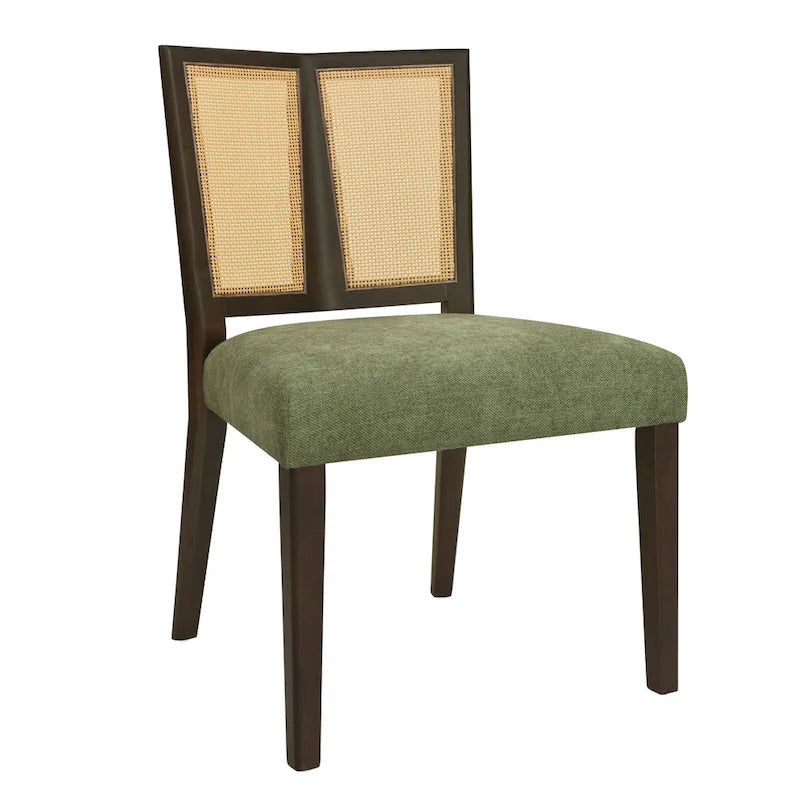 Christopher Knight Home - Oliver Ensemble de 2 chaises de salle à manger rembourrées avec dossier en rotin style milieu de siècle