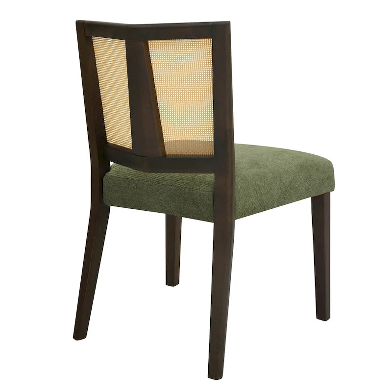 Christopher Knight Home - Oliver Ensemble de 2 chaises de salle à manger rembourrées avec dossier en rotin style milieu de siècle