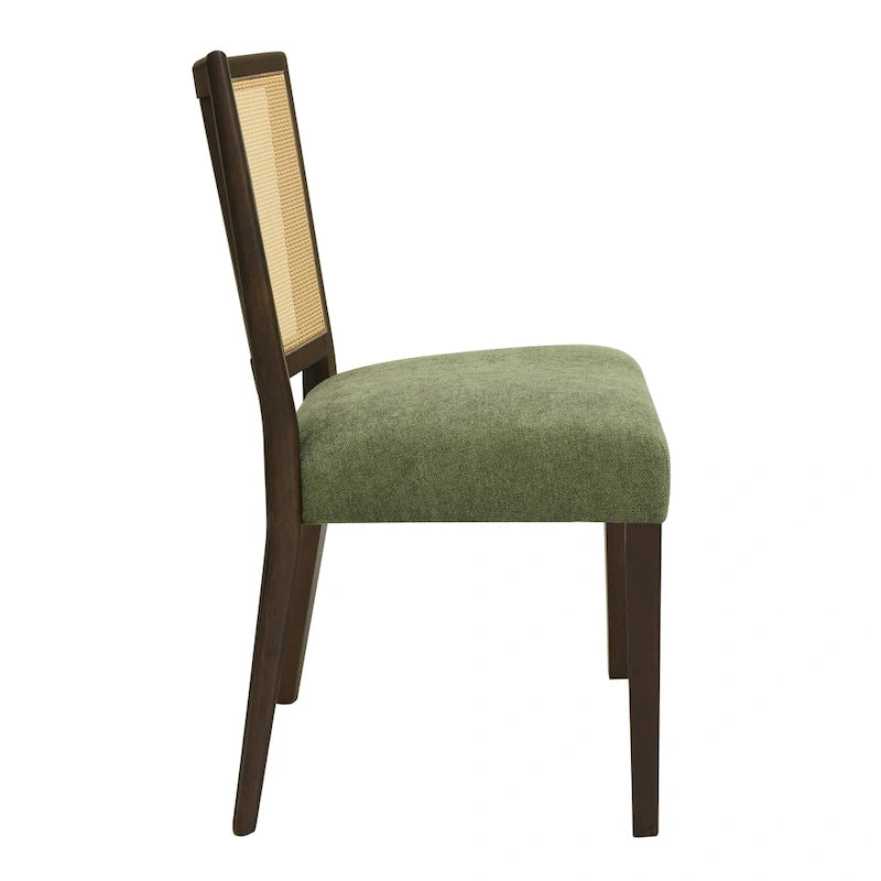 Christopher Knight Home - Oliver Ensemble de 2 chaises de salle à manger rembourrées avec dossier en rotin style milieu de siècle