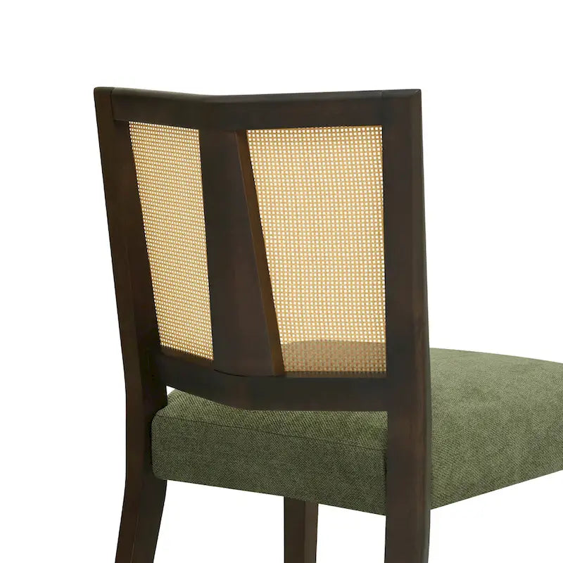 Christopher Knight Home - Oliver Ensemble de 2 chaises de salle à manger rembourrées avec dossier en rotin style milieu de siècle