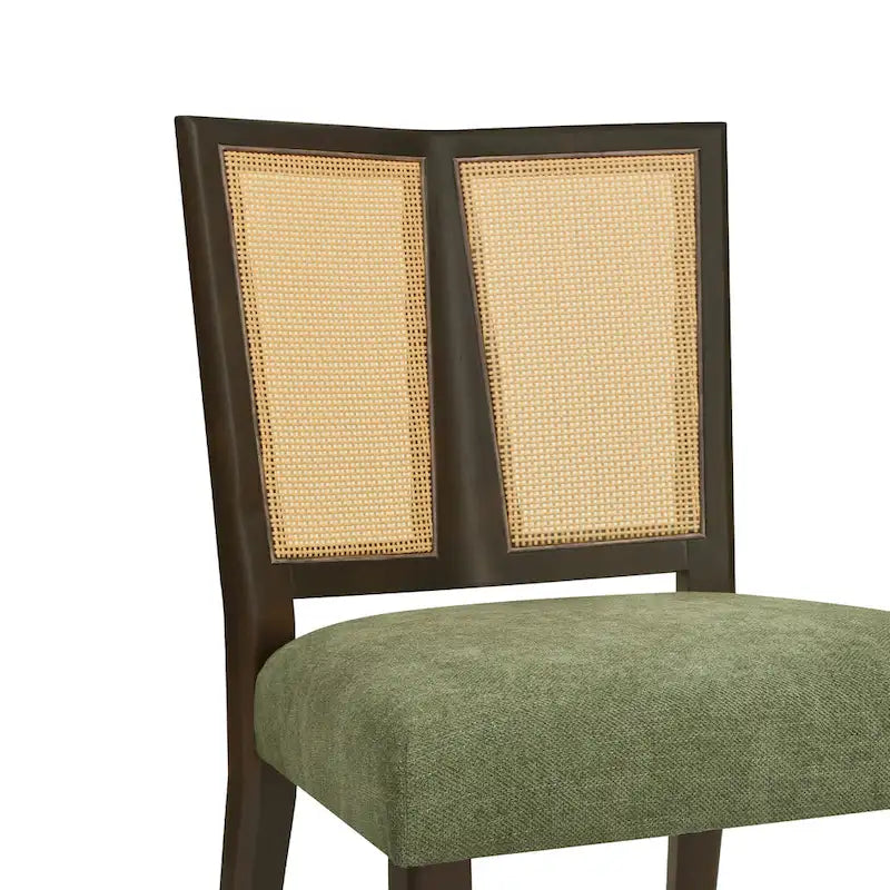 Christopher Knight Home - Oliver Ensemble de 2 chaises de salle à manger rembourrées avec dossier en rotin style milieu de siècle