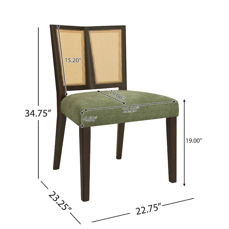 Christopher Knight Home - Oliver Ensemble de 2 chaises de salle à manger rembourrées avec dossier en rotin style milieu de siècle