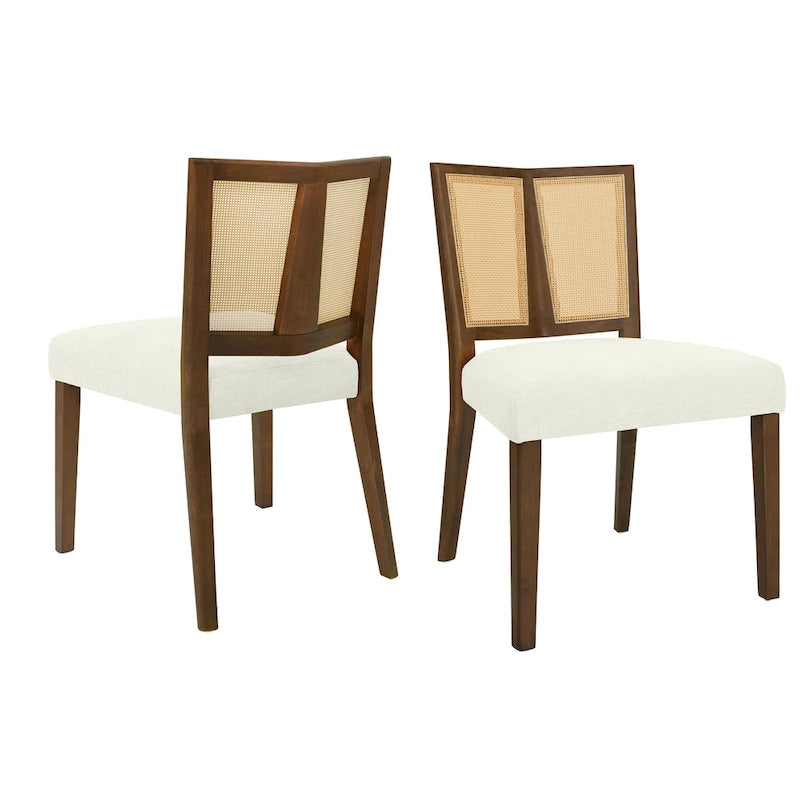 Christopher Knight Home - Oliver Ensemble de 2 chaises de salle à manger rembourrées avec dossier en rotin style milieu de siècle