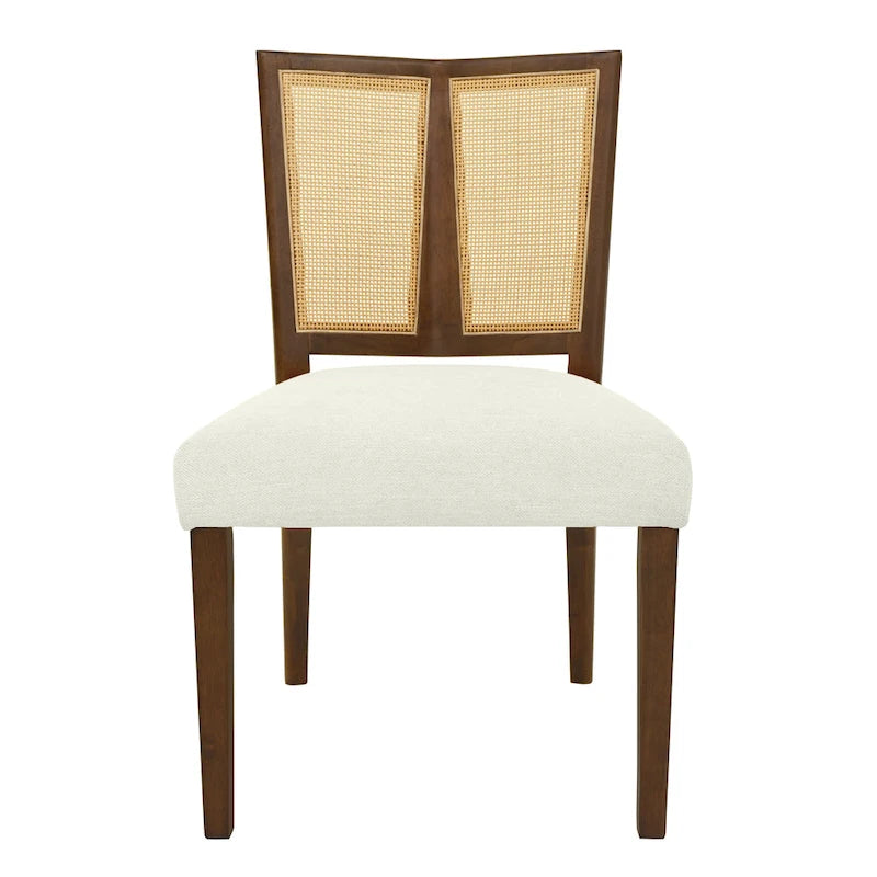 Christopher Knight Home - Oliver Ensemble de 2 chaises de salle à manger rembourrées avec dossier en rotin style milieu de siècle