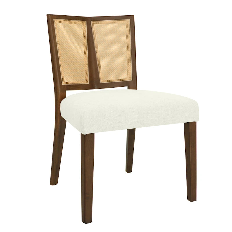 Christopher Knight Home - Oliver Ensemble de 2 chaises de salle à manger rembourrées avec dossier en rotin style milieu de siècle
