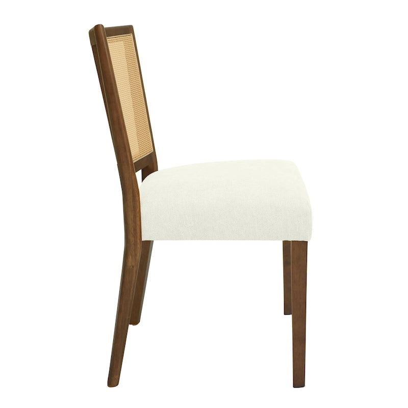 Christopher Knight Home - Oliver Ensemble de 2 chaises de salle à manger rembourrées avec dossier en rotin style milieu de siècle