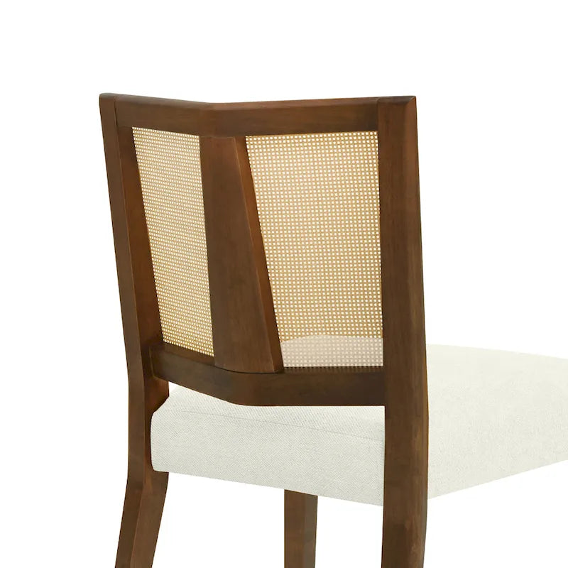 Christopher Knight Home - Oliver Ensemble de 2 chaises de salle à manger rembourrées avec dossier en rotin style milieu de siècle