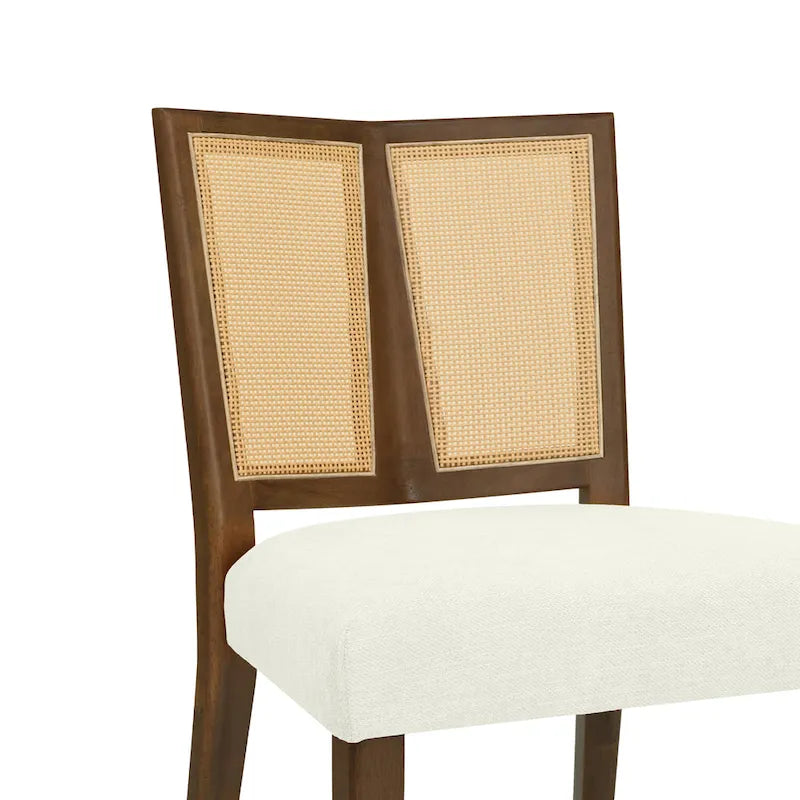 Christopher Knight Home - Oliver Ensemble de 2 chaises de salle à manger rembourrées avec dossier en rotin style milieu de siècle