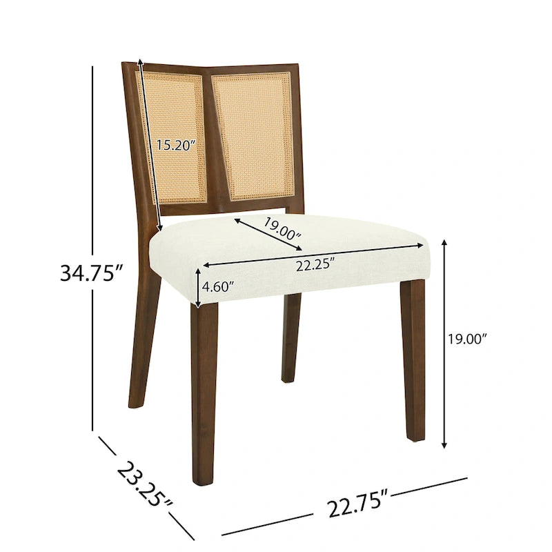 Christopher Knight Home - Oliver Ensemble de 2 chaises de salle à manger rembourrées avec dossier en rotin style milieu de siècle