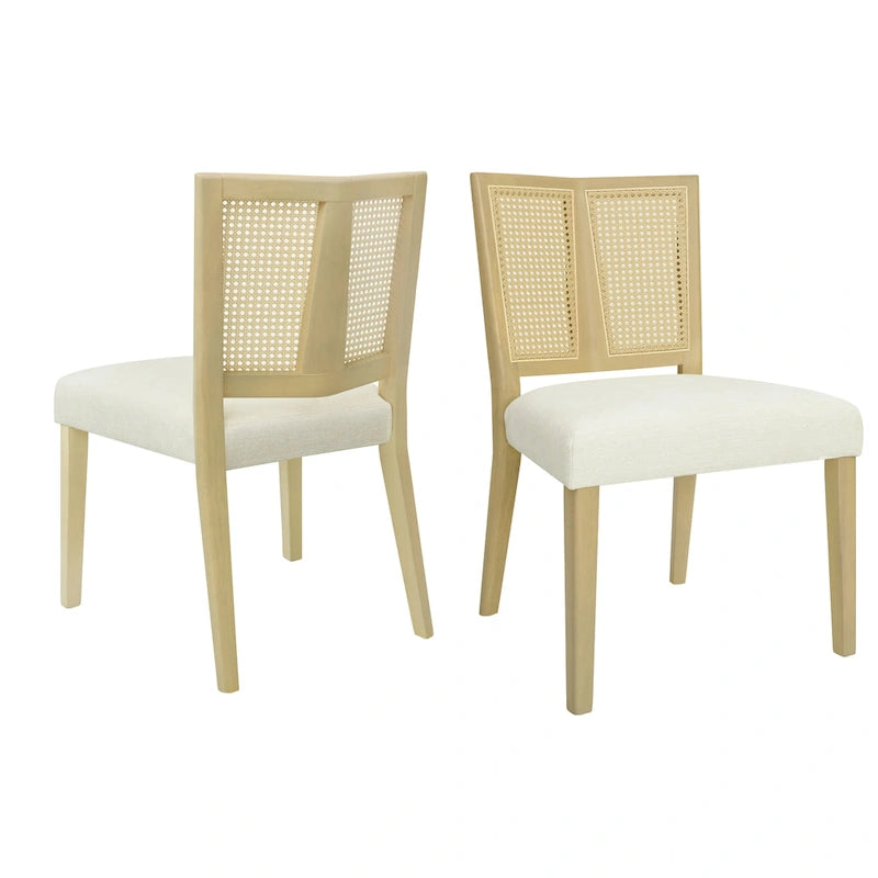Christopher Knight Home - Oliver Ensemble de 2 chaises de salle à manger rembourrées avec dossier en rotin style milieu de siècle