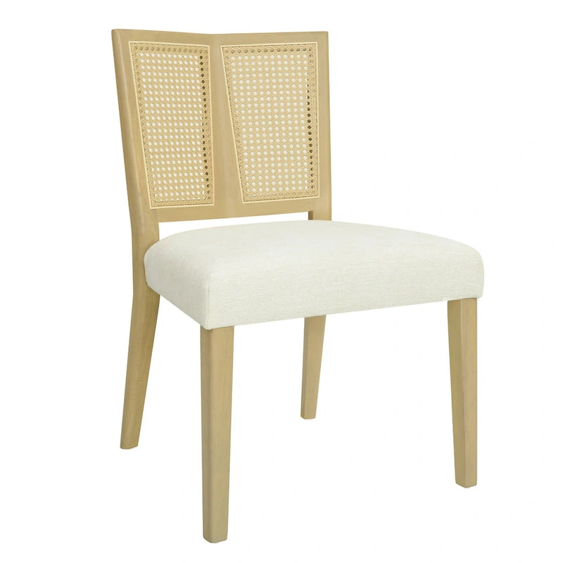 Christopher Knight Home - Oliver Ensemble de 2 chaises de salle à manger rembourrées avec dossier en rotin style milieu de siècle