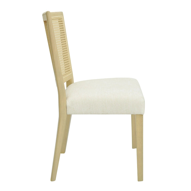 Christopher Knight Home - Oliver Ensemble de 2 chaises de salle à manger rembourrées avec dossier en rotin style milieu de siècle