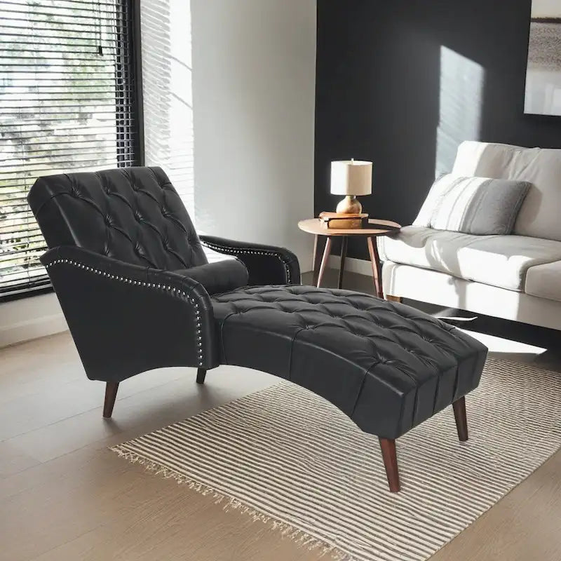 Christopher Knight Home - Isabella Indoor Chaise Lounge Armchair with Pillow and Solid Wood Legs