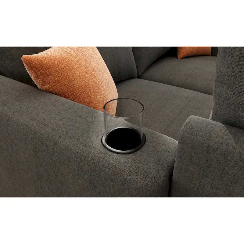 Christopher Knight Home - Canapé-lit modulaire sectionnel en U Stellar avec rangement, 6 places, pouf et tissu chenille
