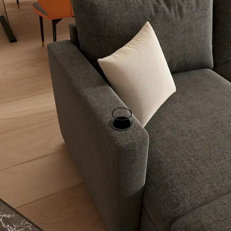 Christopher Knight Home - Canapé-lit modulaire sectionnel en U Stellar avec rangement, 6 places, pouf et tissu chenille