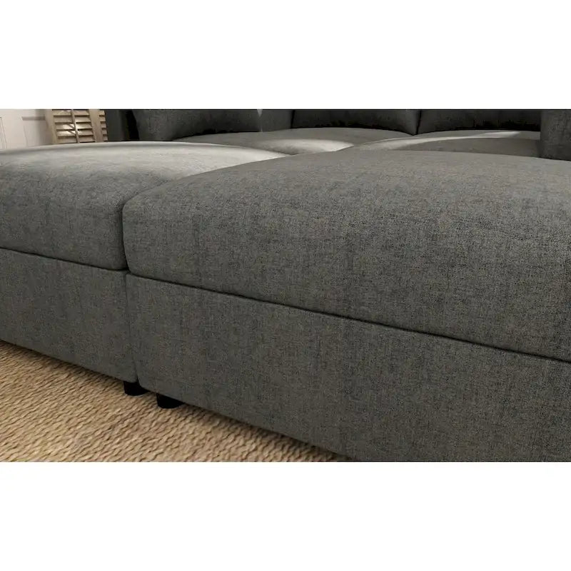 Christopher Knight Home - Canapé-lit modulaire sectionnel en U Stellar avec rangement, 6 places, pouf et tissu chenille