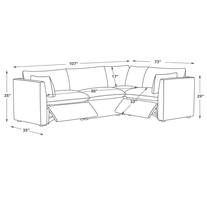 Canapé d'angle inclinable électrique en L Cypress 107W