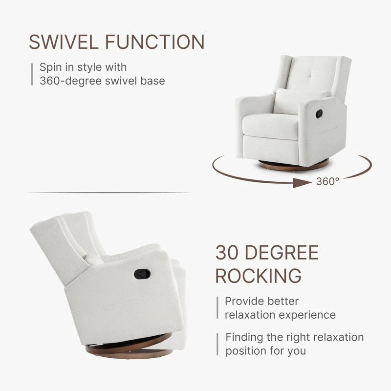 Fauteuil inclinable pivotant et coulissant manuel Lincoln avec coussin lombaire