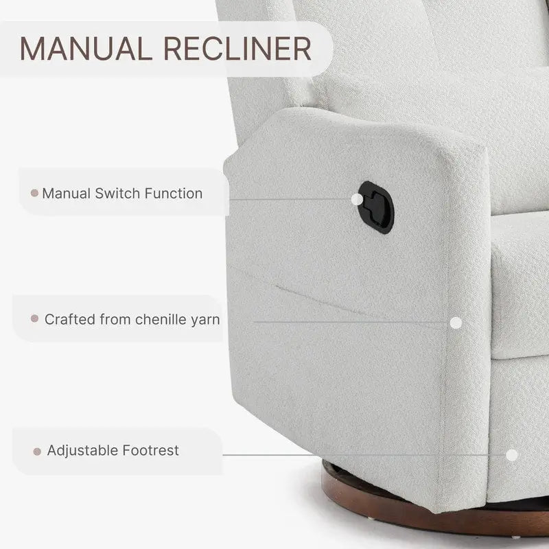 Fauteuil inclinable pivotant et coulissant manuel Lincoln avec coussin lombaire
