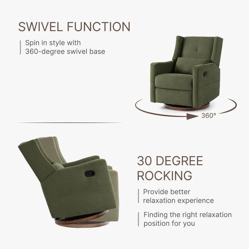 Fauteuil inclinable pivotant et coulissant manuel Lincoln avec coussin lombaire