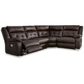Signature Design by Ashley Punch Up Dark Brown 4-Piece Power Reclining Sectional - 107W x 75D x 41H