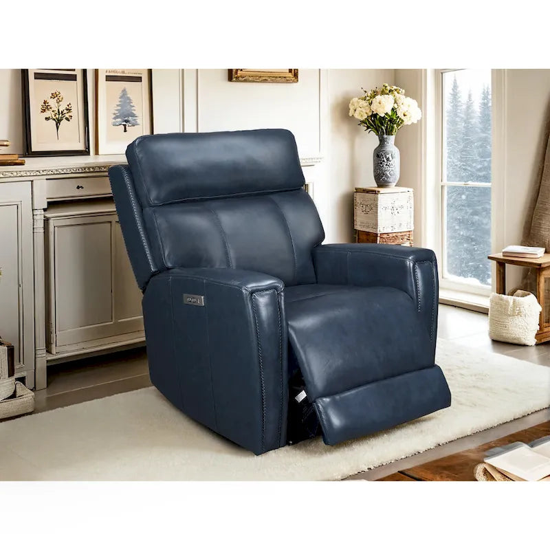 Fauteuil inclinable électrique zéro gravité en cuir véritable avec appui-tête électrique, ports USB et USB-C