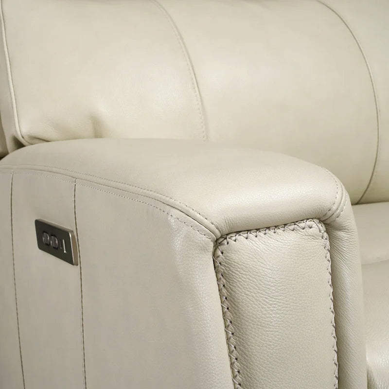 Fauteuil inclinable électrique zéro gravité en cuir véritable avec appui-tête électrique, ports USB et USB-C