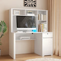 Bureau d'ordinateur moderne avec ports de charge et rangement verrouillable pour bureau à domicile ou espaces de travail compacts