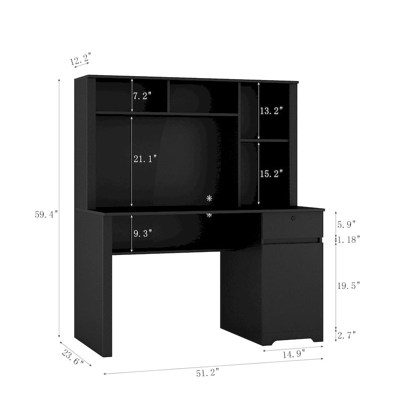 Bureau d'ordinateur moderne avec ports de charge et rangement verrouillable pour bureau à domicile ou espaces de travail compacts