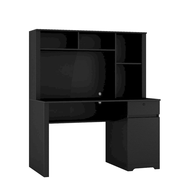 Bureau d'ordinateur moderne avec ports de charge et rangement verrouillable pour bureau à domicile ou espaces de travail compacts