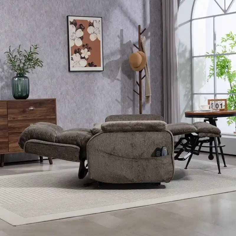 Fauteuil inclinable releveur avec repose-pieds étendu, inclinables surdimensionnés en chenille à double moteur avec chauffage/massage, chargement USB-C