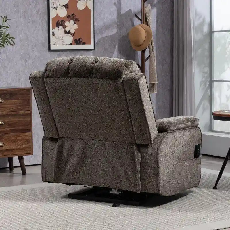 Fauteuil inclinable releveur avec repose-pieds étendu, inclinables surdimensionnés en chenille à double moteur avec chauffage/massage, chargement USB-C