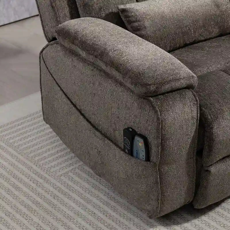 Fauteuil inclinable releveur avec repose-pieds étendu, inclinables surdimensionnés en chenille à double moteur avec chauffage/massage, chargement USB-C