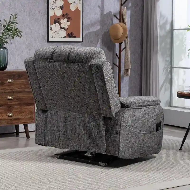 Fauteuil inclinable releveur avec repose-pieds étendu, inclinables surdimensionnés en chenille à double moteur avec chauffage/massage, chargement USB-C